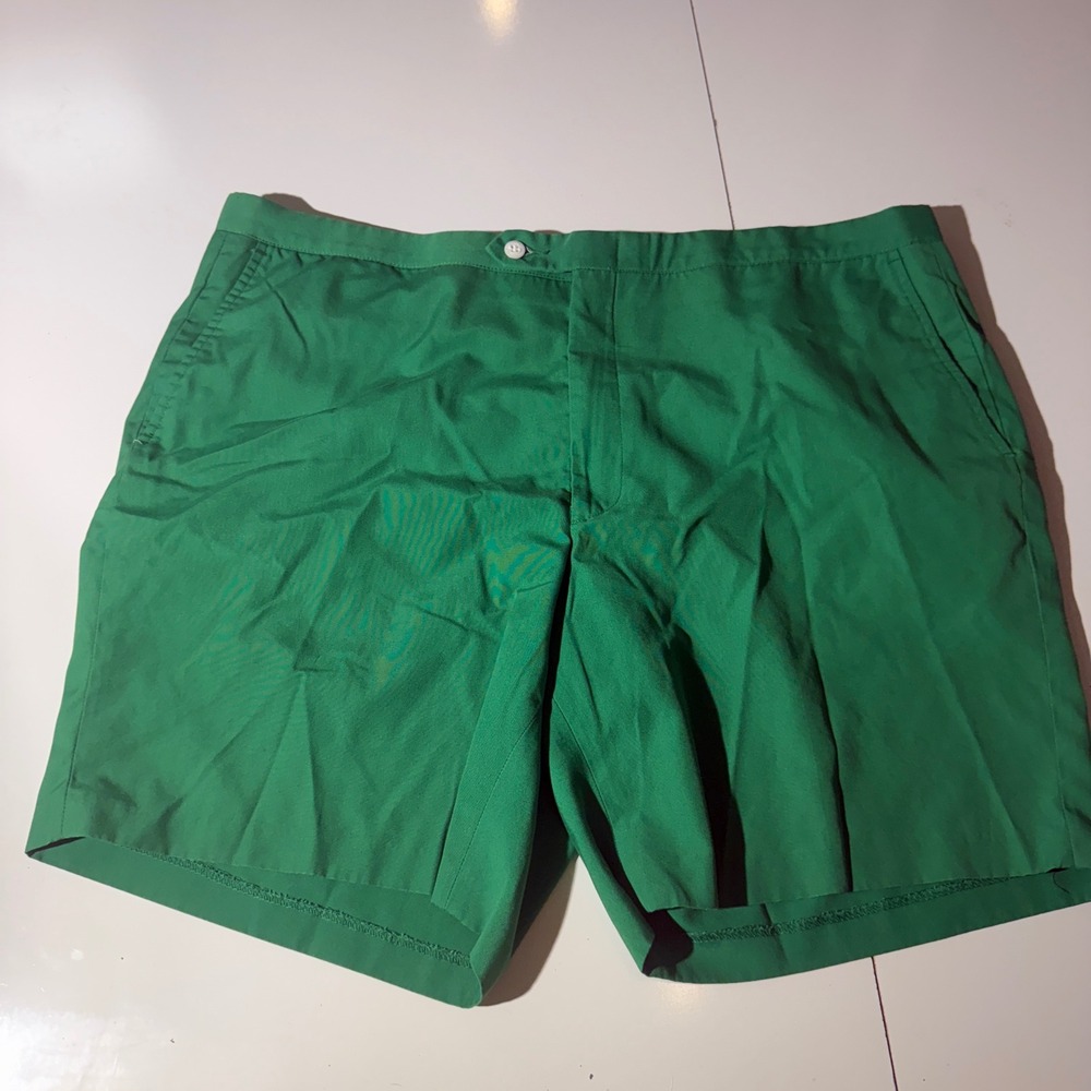 Vintage Sansabelt Golf Mens Green Beltless Shorts Size 40 Kelly Green Flat Front
